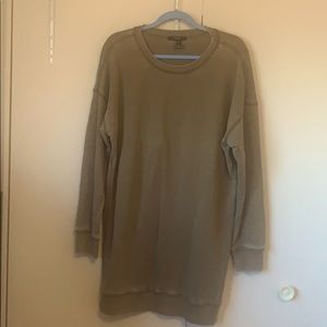 Olive green sweatshirt dress.